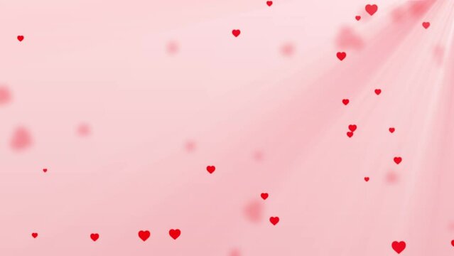 Abstract computer graphic growing red heart element on pink copy space. Illustration animation cg shinning motion light on art wallpaper