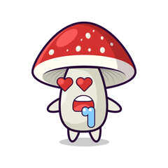 Cartoon love mushroom with a red cap