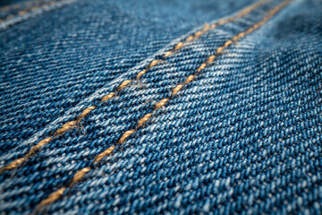 closeup of stitching on a blue denim jacket