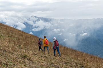 hiking in the mountains