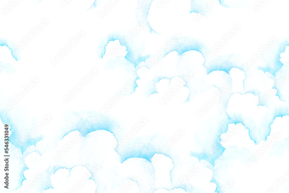 Wall mural clouds in blue sky for background with watercolor.texture blue background.seamless pattern of sky an