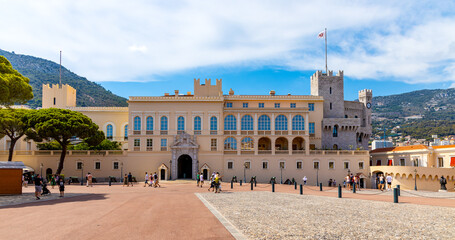 Medieval royal Prince Palace, Palais Princier, official residence within Monaco Ville old town...