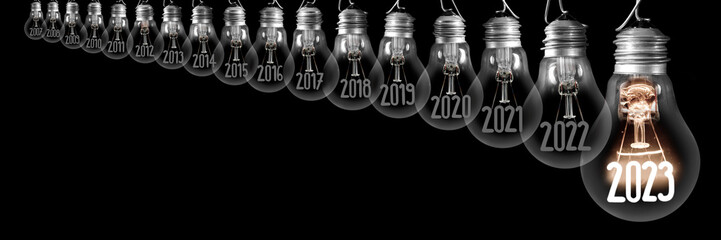 Light Bulbs with New Year 2023