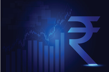 Rupee Background with stock Market graph