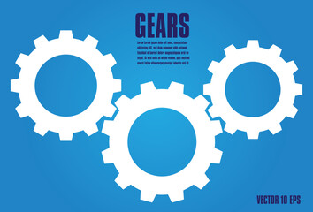 Gears Vector on Blue Background