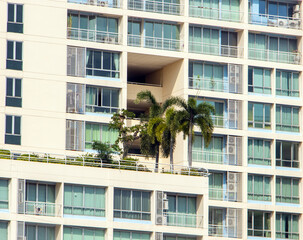 A tropical garden on the facade of a skyscraper, Thailand