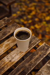 cup of coffee on wooden table