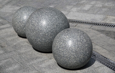 Three marble balls decoration of a residential area