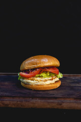 hamburger with black background