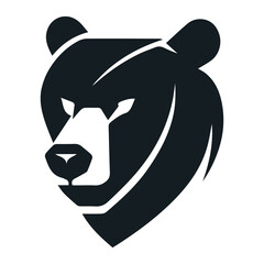Minimal modern clean bear logo. Simple logo template icon. Isolated animal emblem. Graphic illustration. Company, corporate shape. Elegant black outline of wildlife. Cartoon style of vector panda. 