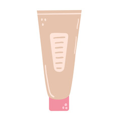 Hand drawn tube of cosmetics, face foundation isolated on a white background. Doodle, illustration in a simple flat style. It can be used for decoration of textile, paper and other surfaces.