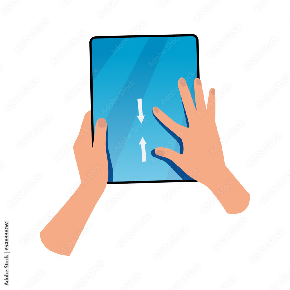 Poster gadget with touchscreen function. vector illustration. controlling image or screen settings by zoomi