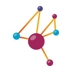 Colorful molecule. Cartoon vector illustration. Molecular model cell structure. Biotechnology, genetic