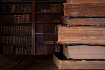 Fototapeta premium old books, antique library background
