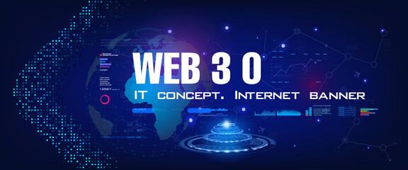 Web 3.0 Luxurious futuristic cyber background. Technological process information exchange using the next generation Internet. Unique internet network Internet 3.0 Communication of the future