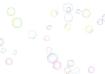 Soap bubbles randomly flew on a white background. Background design. Vector