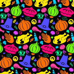 Happy thanksgiving day seamless pattern vector