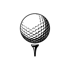 Vector Golf Ball - Black and White Isolated Icon
