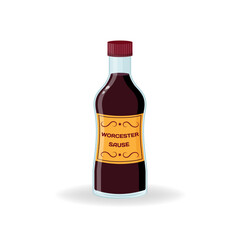 Worcester sauce bottle. Vector illustration cartoon icon isolated on white background