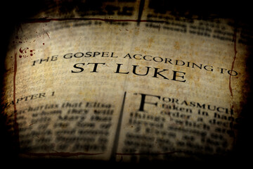 Bible New Testament Christian Gospel St Luke Saint Old Weathered Paper