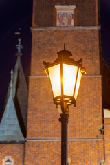 Fototapeta na wymiar Vintage design street light in european city of Wrocław