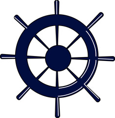 Sea wheel, navigation and travel symbol. Isolated design element.