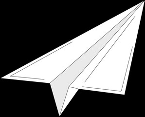 White paper airplane. Isolated design element.