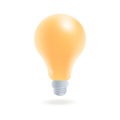 Yellow light bulb with reflection 3D icon. Glowing glass electric lamp as symbol of creative idea or project 3D vector illustration on white background. Energy, electricity, innovation concept