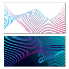 Wavy lines or ribbons. Multicolored striped gradient. Creative unusual background with abstract gradient wave lines for creating trendy banner, poster. Vector eps