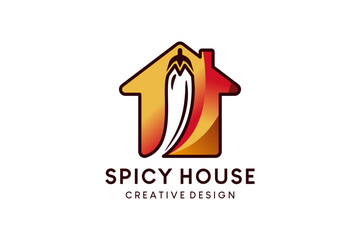 Modern and simple style chili house vector illustration logo design