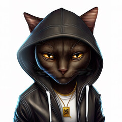 Rapper Cat, 3D digital Cartoon Illustration 