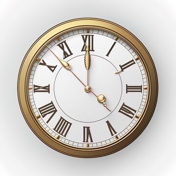 Clock 3d in realistic style on white background. Vintage clock 3d, great design for any purposes. 3d render realistic 2r illustrated icon. White background. Business concept