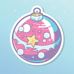 Christmas ball sticker, xmas balls ornament stickers. Multicolor