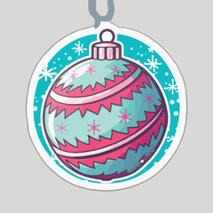 Sticker template with christmas ball,xmas balls stickers isolated decoration. Multicolor