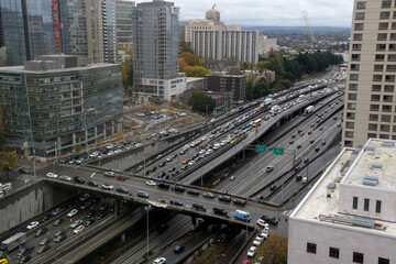 A time lapse of rush hour traffic in Seattle Washington
