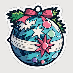 Christmas ball cartoon sticker, xmas balls stickers collection. New-year collection