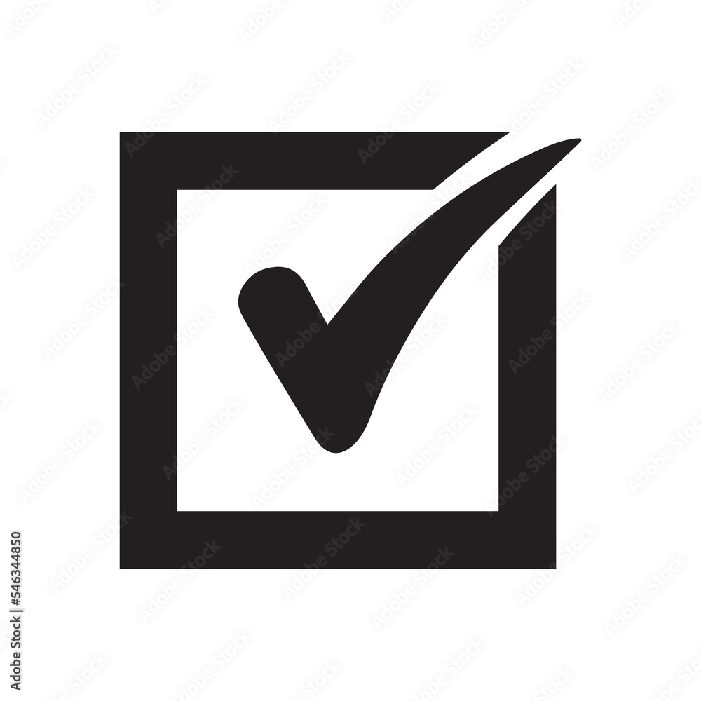 Poster checklist button - check mark in box sign. icon vector
