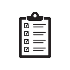 Obraz premium Clipboard with checklist icon, symbol for web site and app design. Vector illustration.