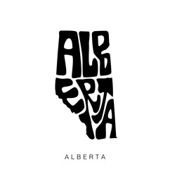Alberta state of Canada vector lettering. Alberta Typography map lettering. - obrazy, fototapety, plakaty