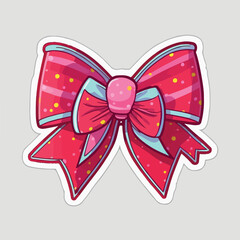 Christmas bow cartoon sticker, xmas bows ornament stickers. Winter holidays