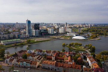 Aerial view of the Trinity Hill district in Minsk, Belarus