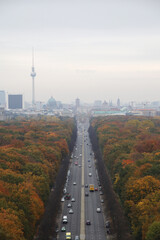Panorama of Berlin center and Big Tiergarten park, the view from the column of Victory