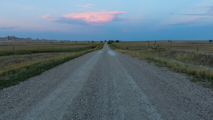 Fototapeta na wymiar gravel road at sunset