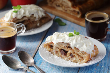 Traditional Austrian strudel with apples