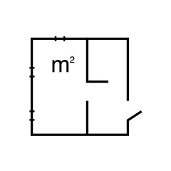 Coordinate axes sign. Coordinate system. Square area icon. Measuring land area. Vector outline illustration isolated on white background.