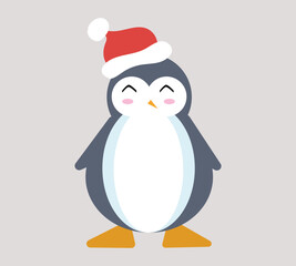penguin with Christmas hat. Christmas decoration with penguin
