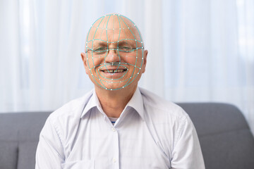 Futuristic Technological Face Scanning. Biometric Facial Recognition