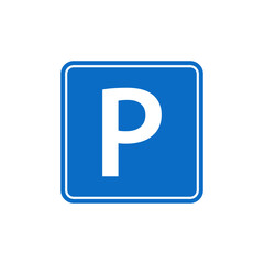 Road sign parking flat style illustra5ion