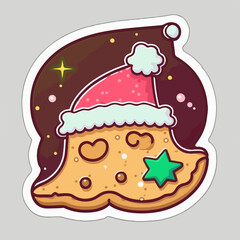 Sticker template with christmas cookie, xmas cookies stickers pack. New-year collection