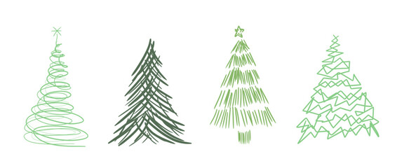 Funky Christmas tree doodle set
